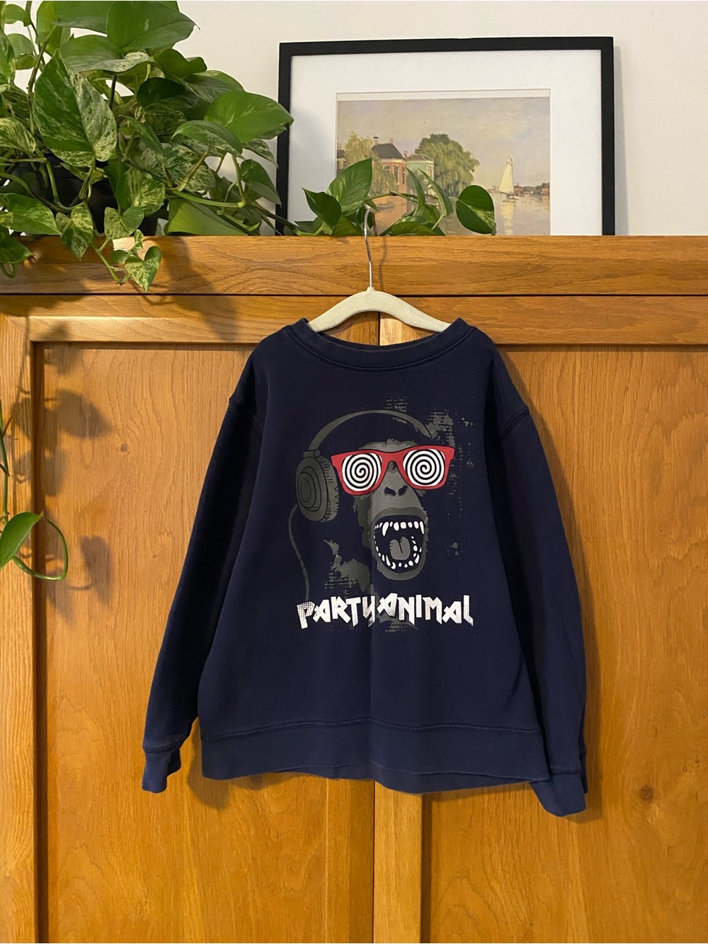 Kids Vintage Joe Boxer Navy Graphic 'Party Animal' Crewneck with Red Accents
